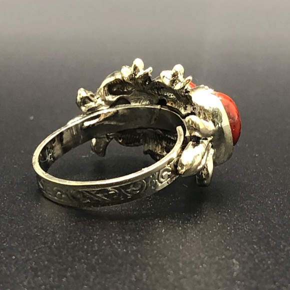 Vintage Red turquoise or red jasper adjustable ring - Picture 4 of 6